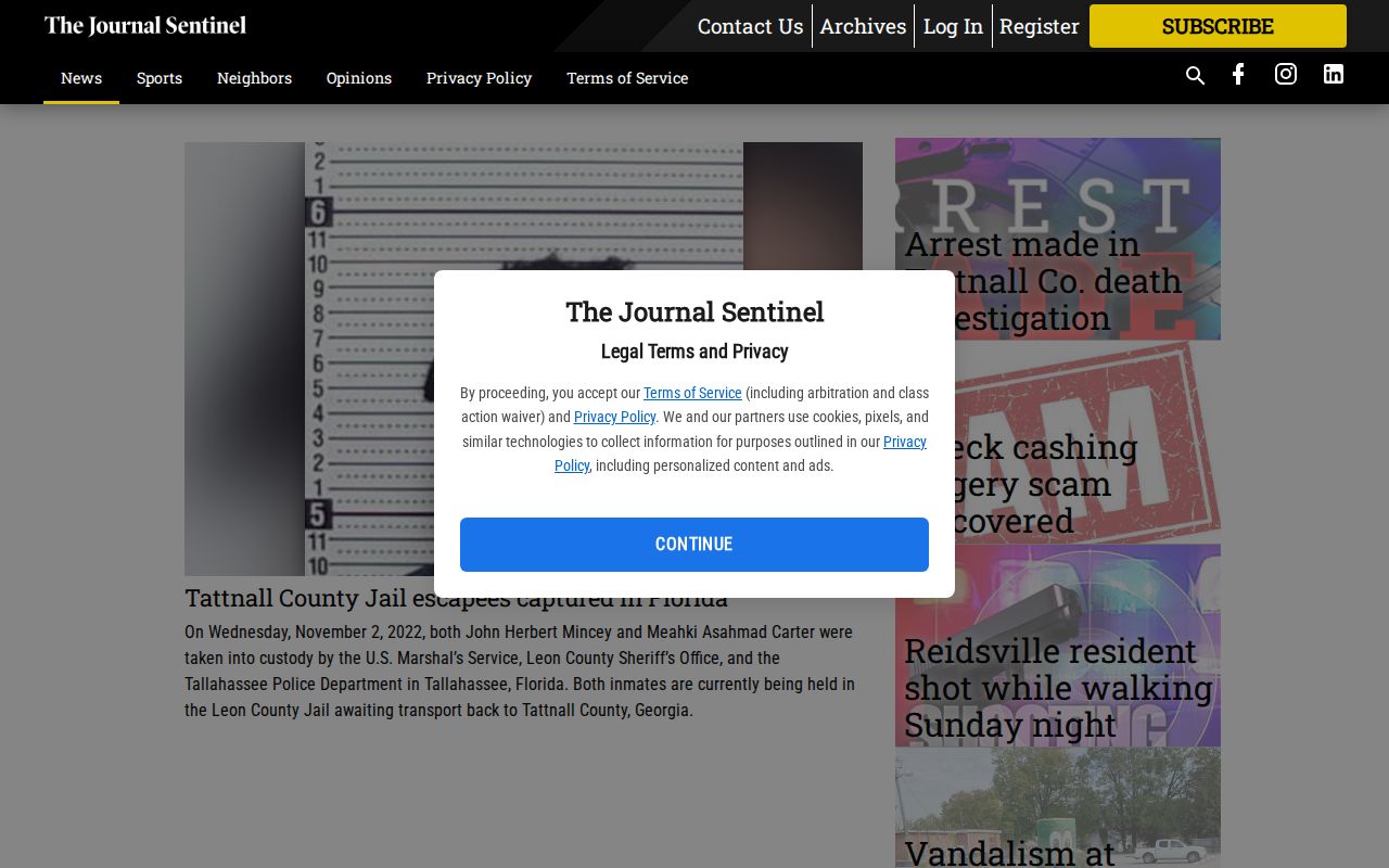 Journal Sentinel Tattnall County crime news category